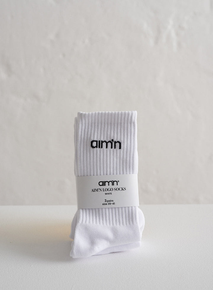 White Aim'n Logo Socks 3-pack White aim&