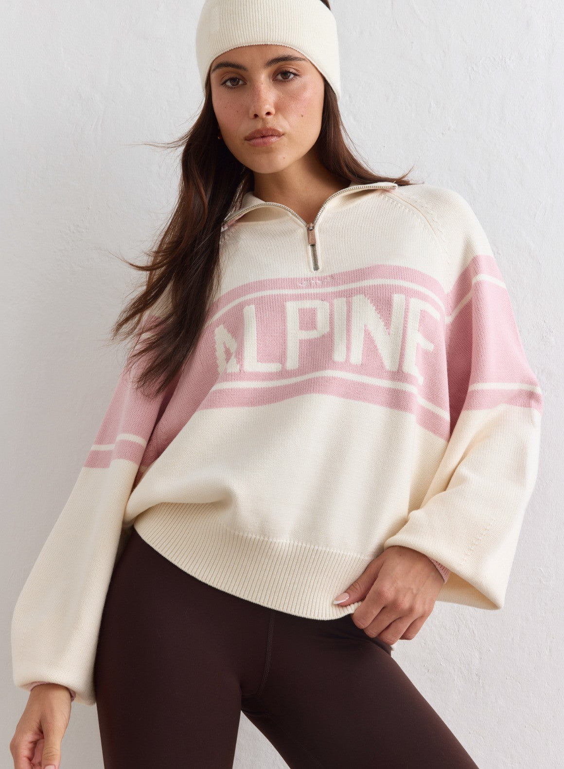 Pink Frost Alpine Knitted Half Zip – AIM'N EU
