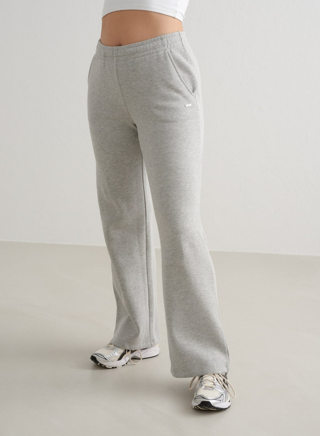 Grey Melange Wide Sweatpants – AIM'N EU