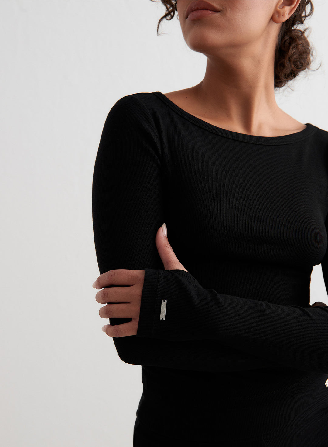 Black Ease Ribbed Long Sleeve Top – AIM'N EU