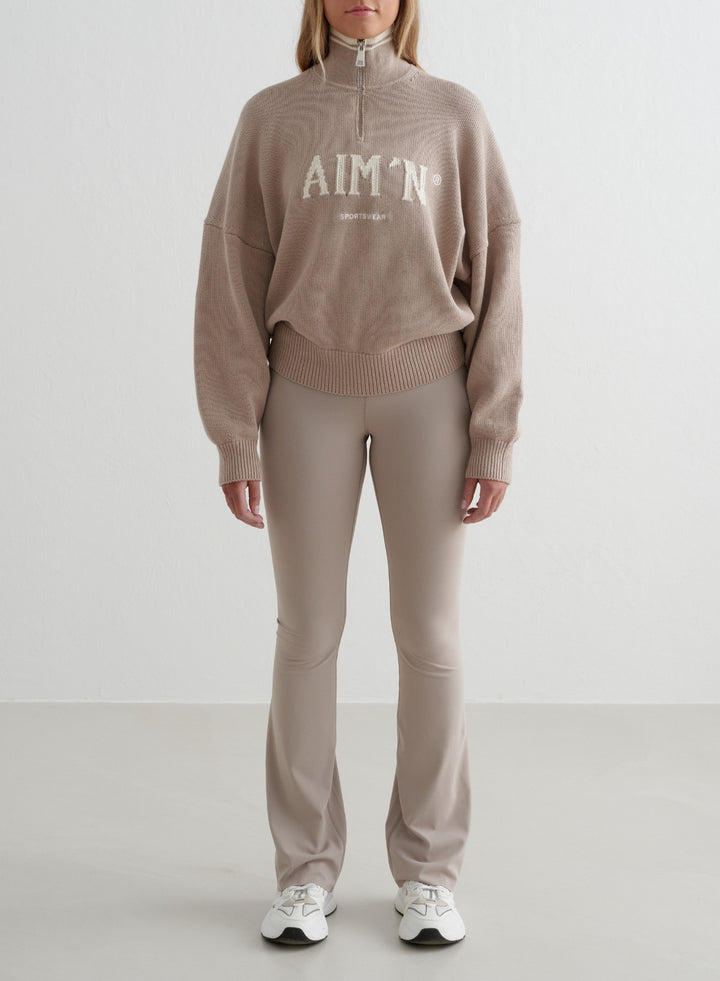 Dark Clay College Knitted Half Zip [M - 175 cm]