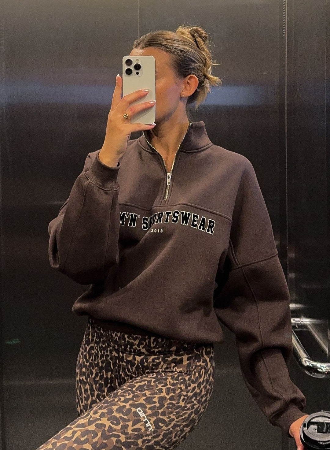 Chocolate Varsity Sweat Half Zip – AIM'N EU