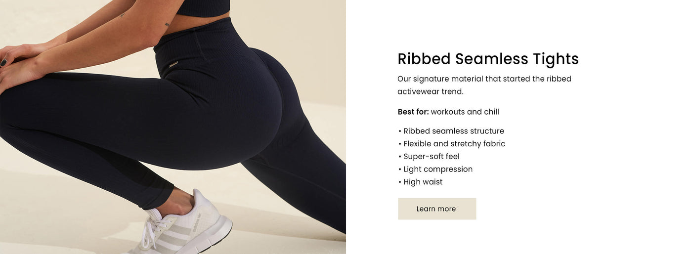 Shadow Grey Ribbed Seamless Tights