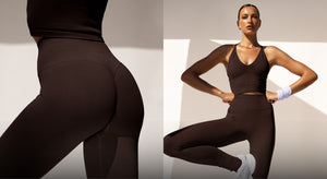 Model wearing Chocolate Shape Seamless Set