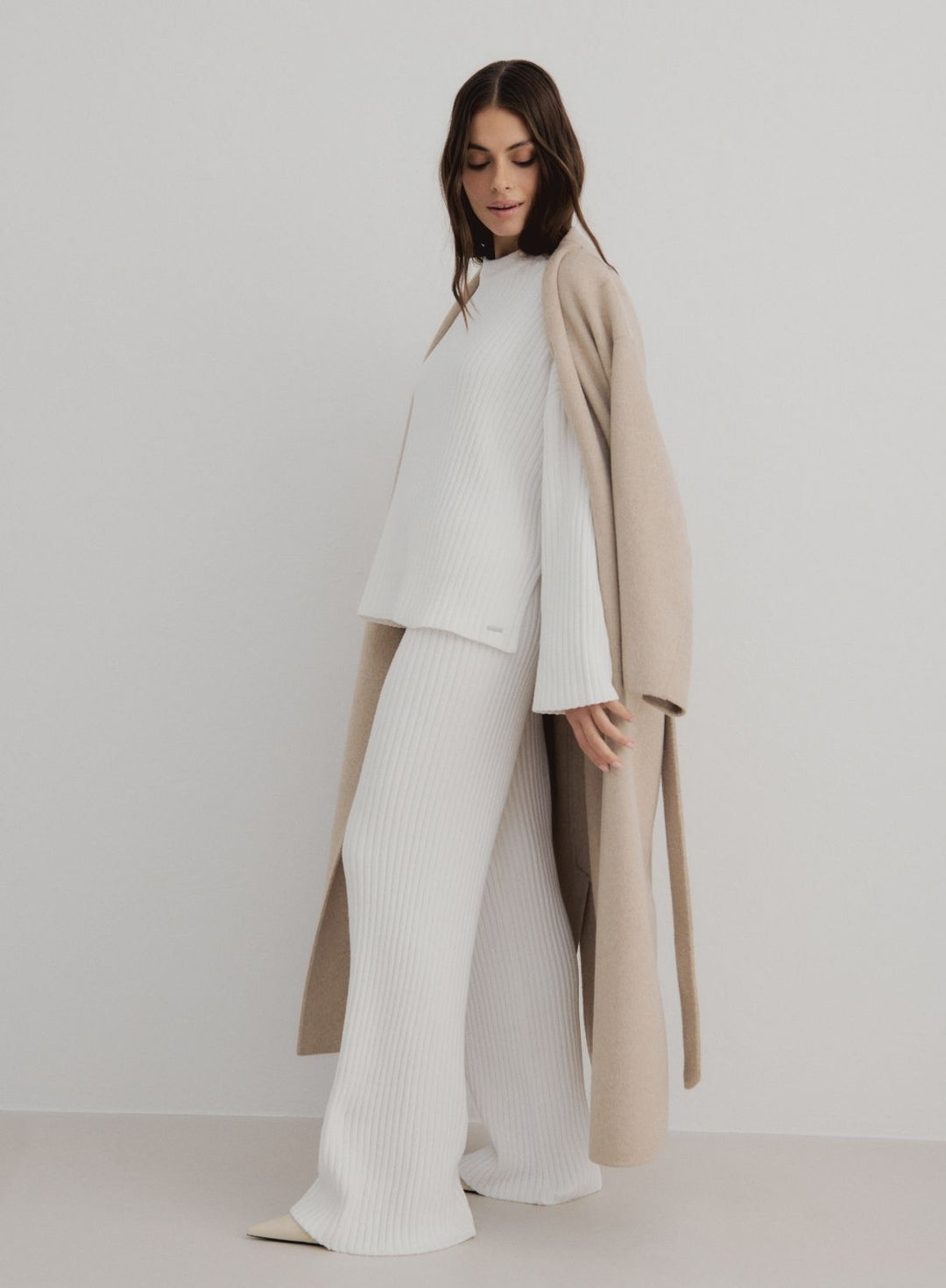 Almond White Rib Knit Pants – AIM'N EU