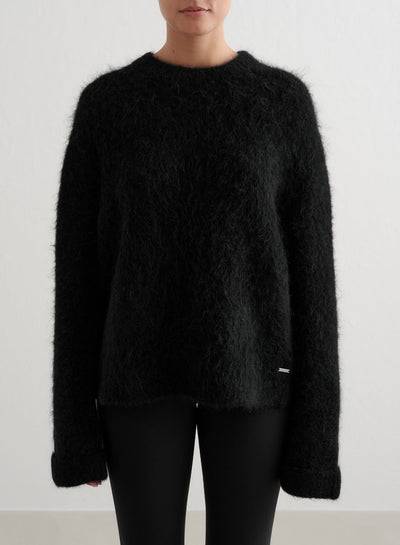 Black Alpaca Knit Sweater