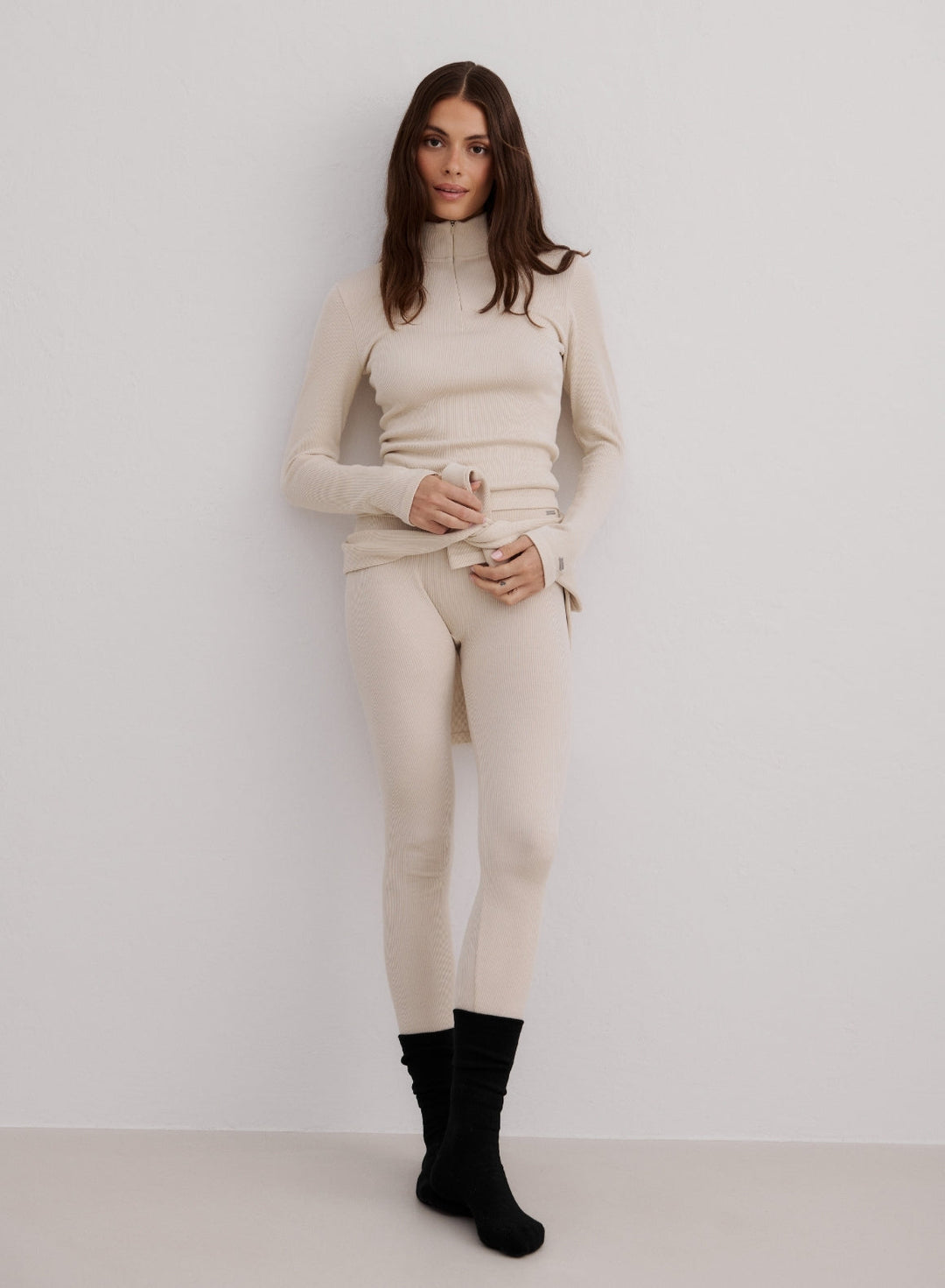 Café Au Lait Ribbed Wool Leggings – AIM'N EU
