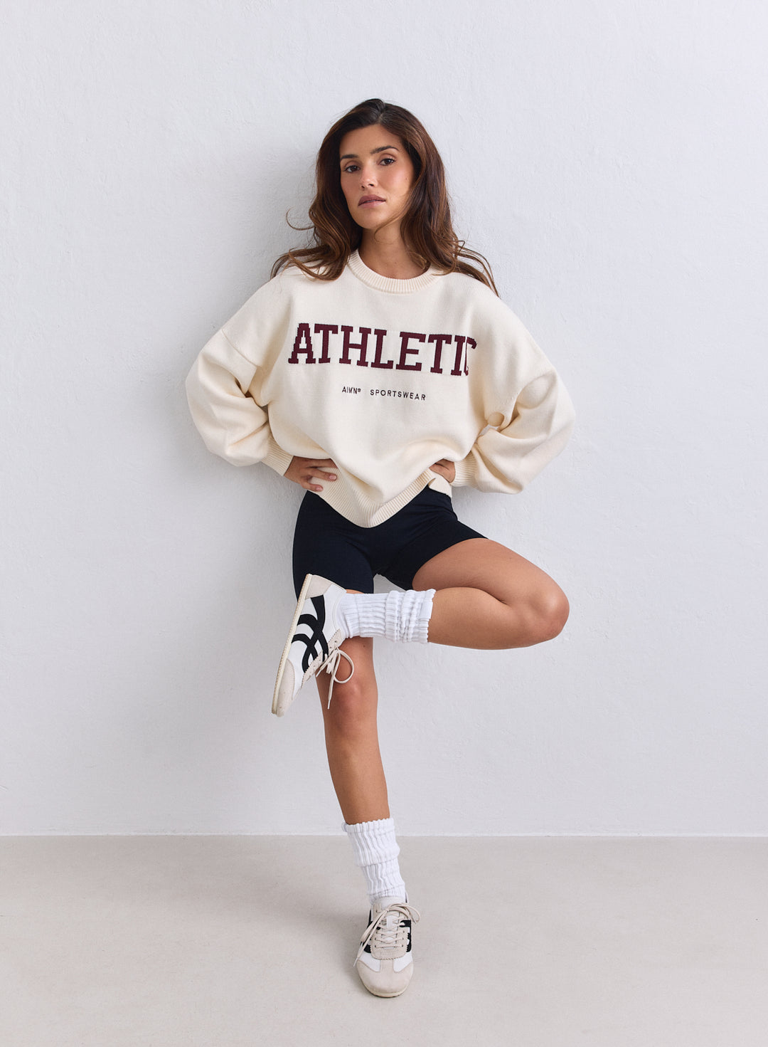Cream Athletic Knit Sweatshirt – AIM'N EU