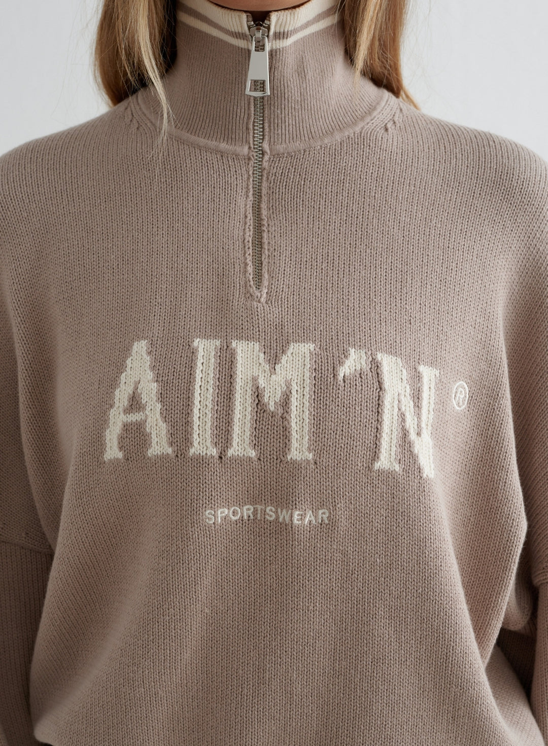Dark Clay College Knitted Half Zip – AIM'N EU