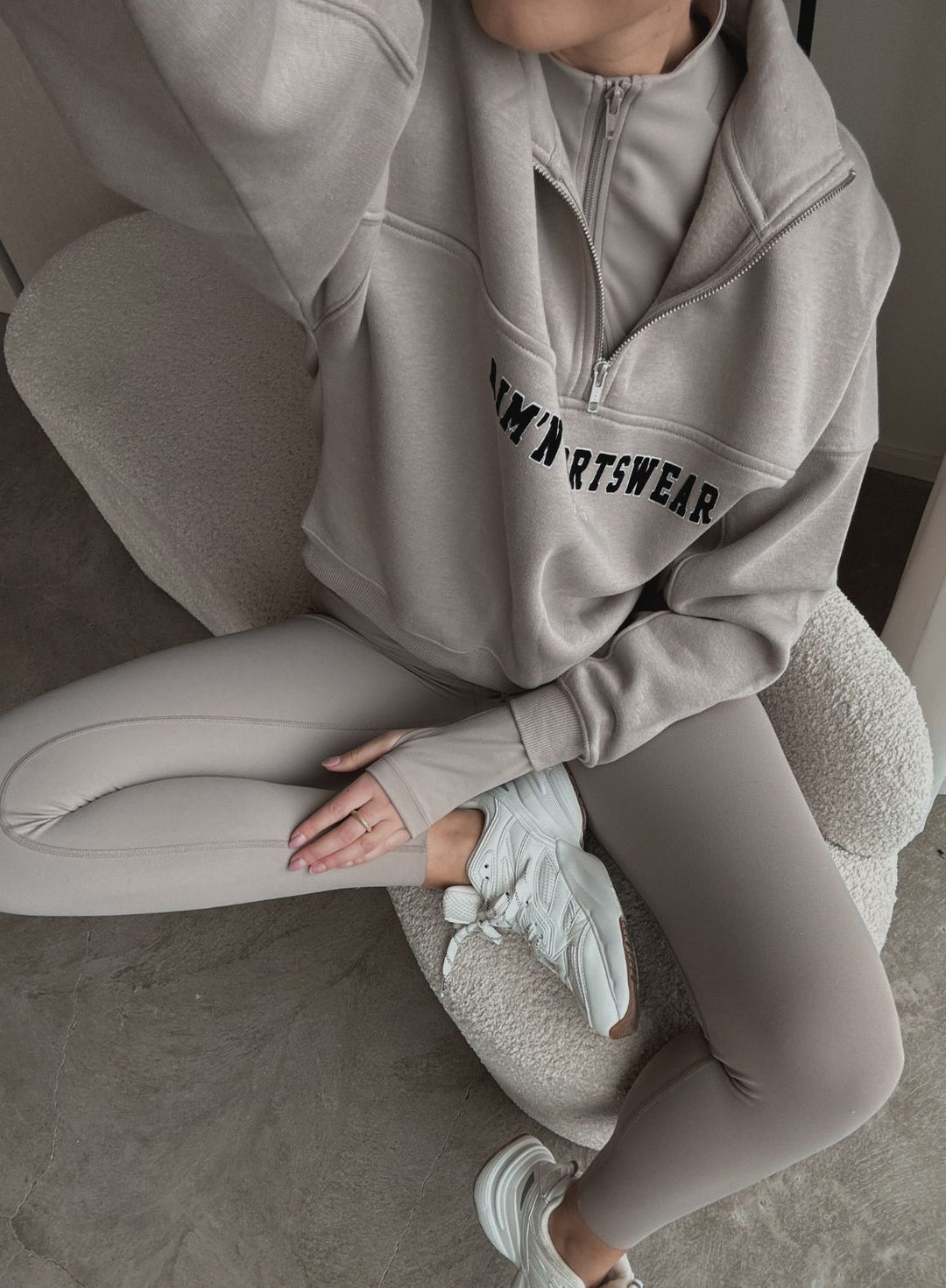 Dark Clay Varsity Sweat Half Zip – AIM'N EU Dark Clay Varsity Sweat Half Zip – AIM'N EU