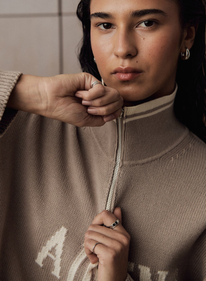 Dark Clay College Knitted Half Zip Dark Clay College Knitted Half Zip