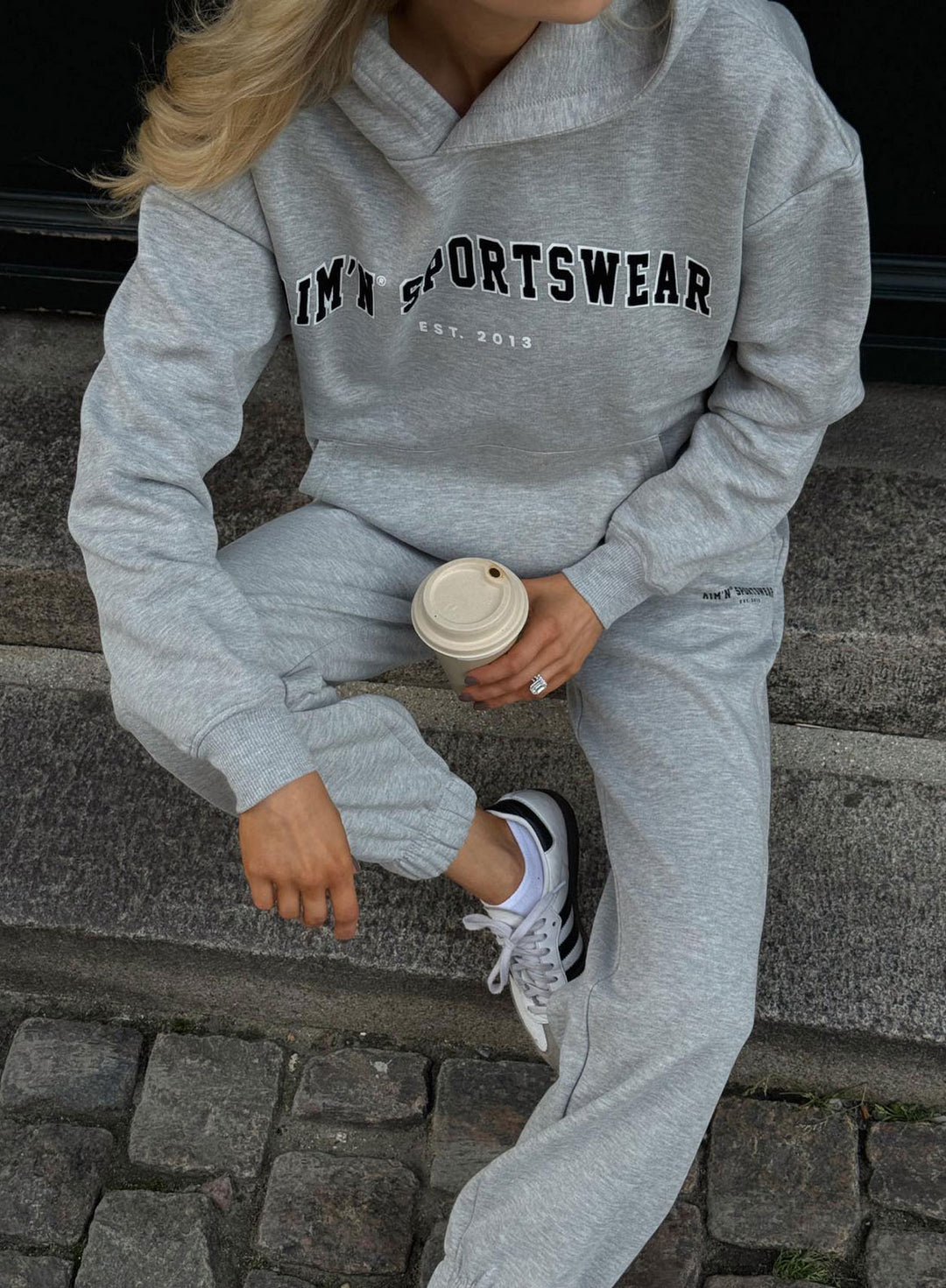 Grey Melange Varsity Sweat Hood – AIM'N EU