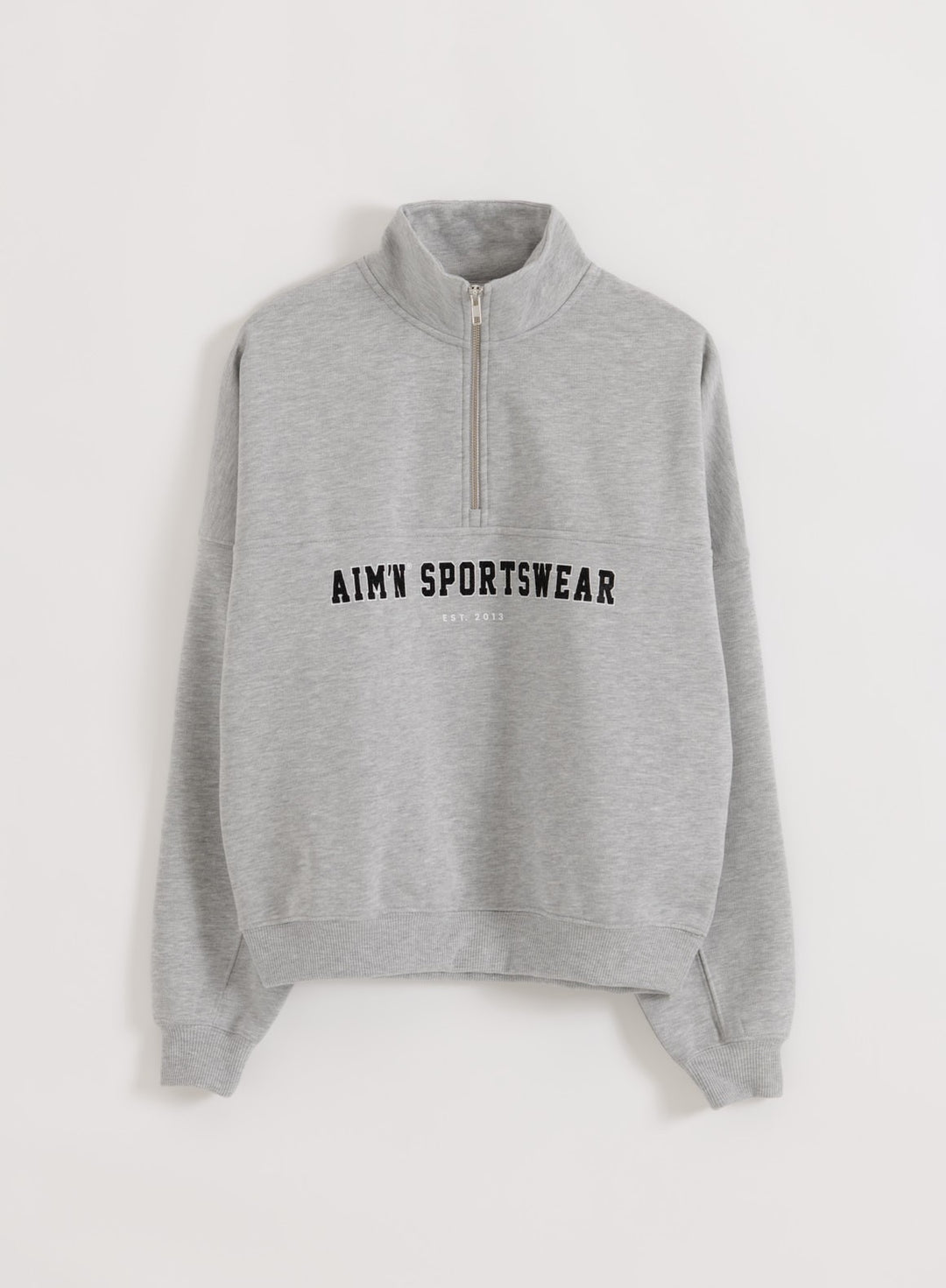 Grey Melange Varsity Sweat Half Zip – AIM'N EU