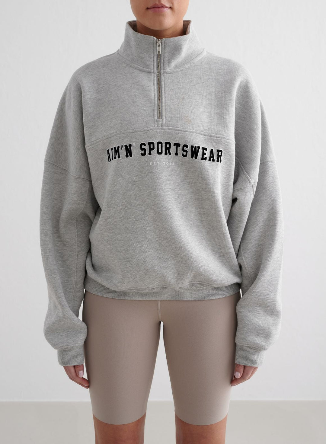 Grey Melange Varsity Sweat Half Zip – AIM'N EU