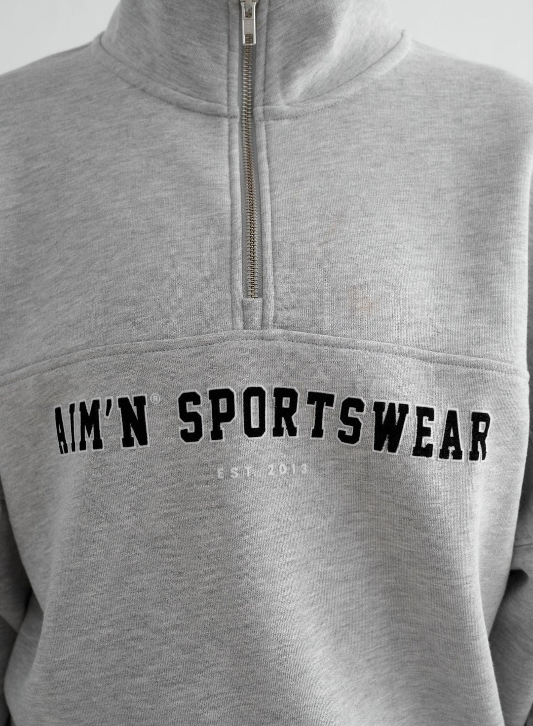 Grey Melange Varsity Sweat Half Zip – AIM'N EU